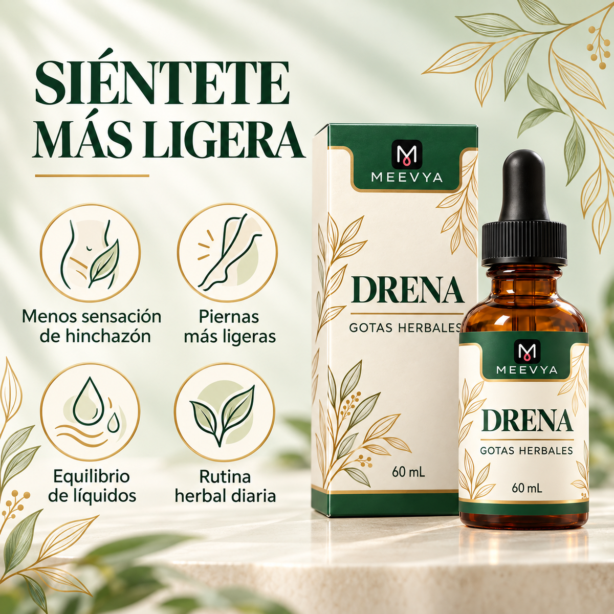 MEEVYA DRENA™ – Gotas Herbales de Apoyo Linfático, 60 ml