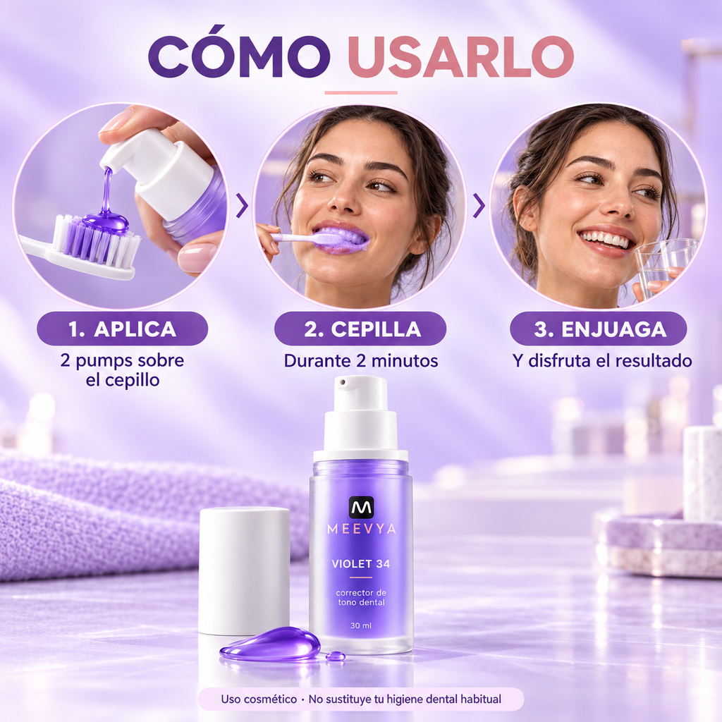 MEEVYA Violet 34™ – Sérum Corrector de Tono Dental, 30 ml