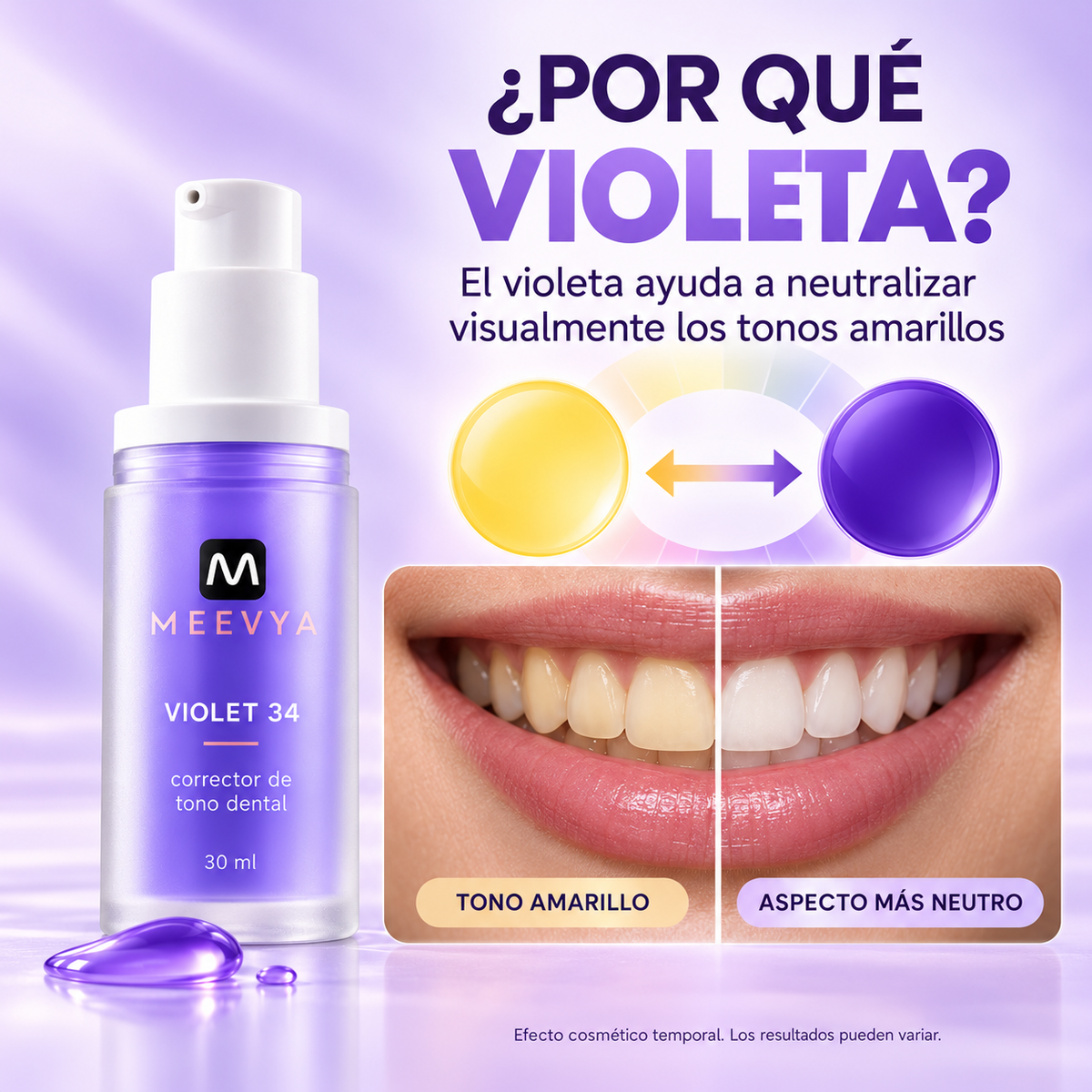 MEEVYA Violet 34™ – Sérum Corrector de Tono Dental, 30 ml